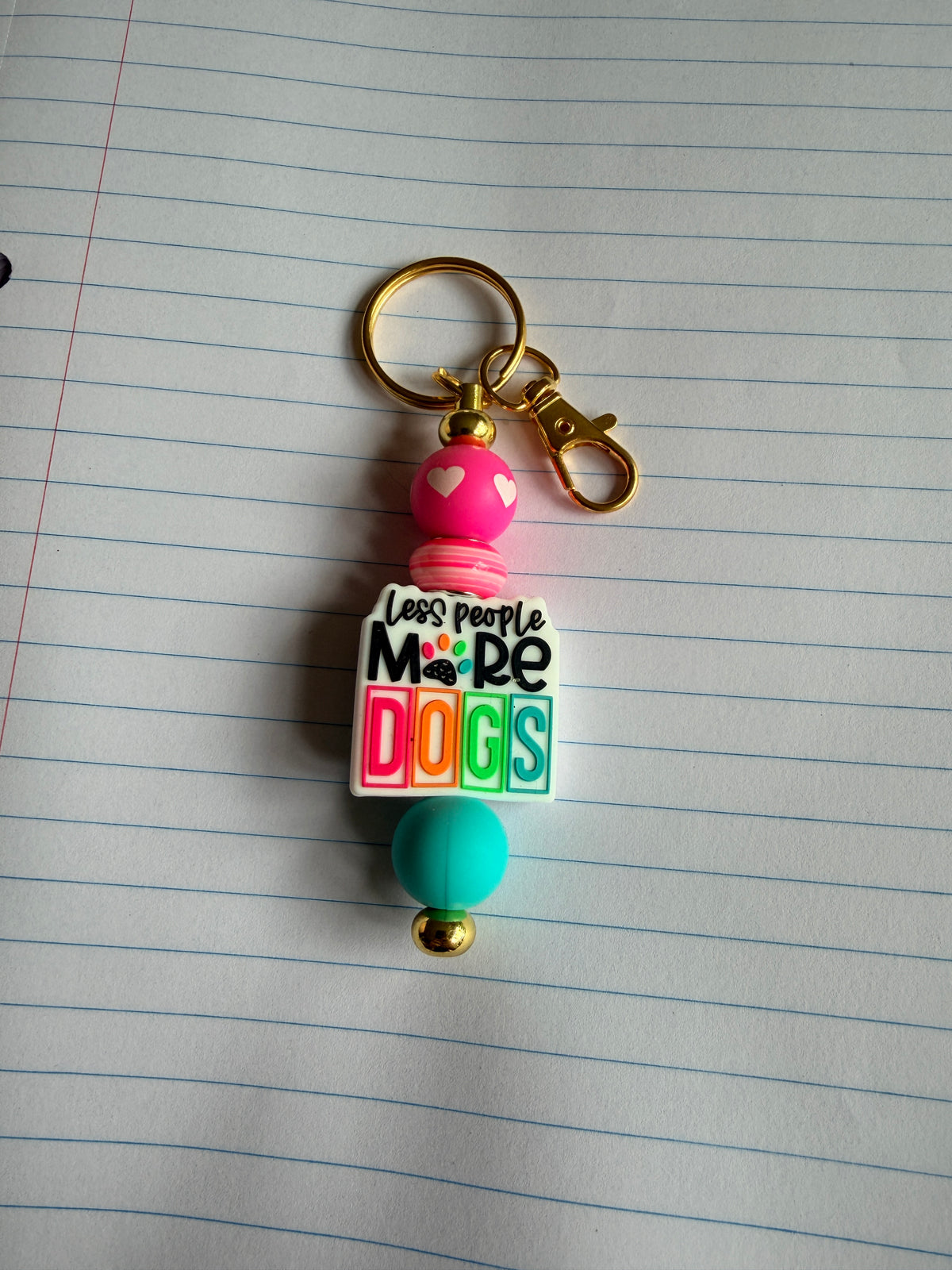 LESS PEOPLE MORE DOGS KEYCHAIN